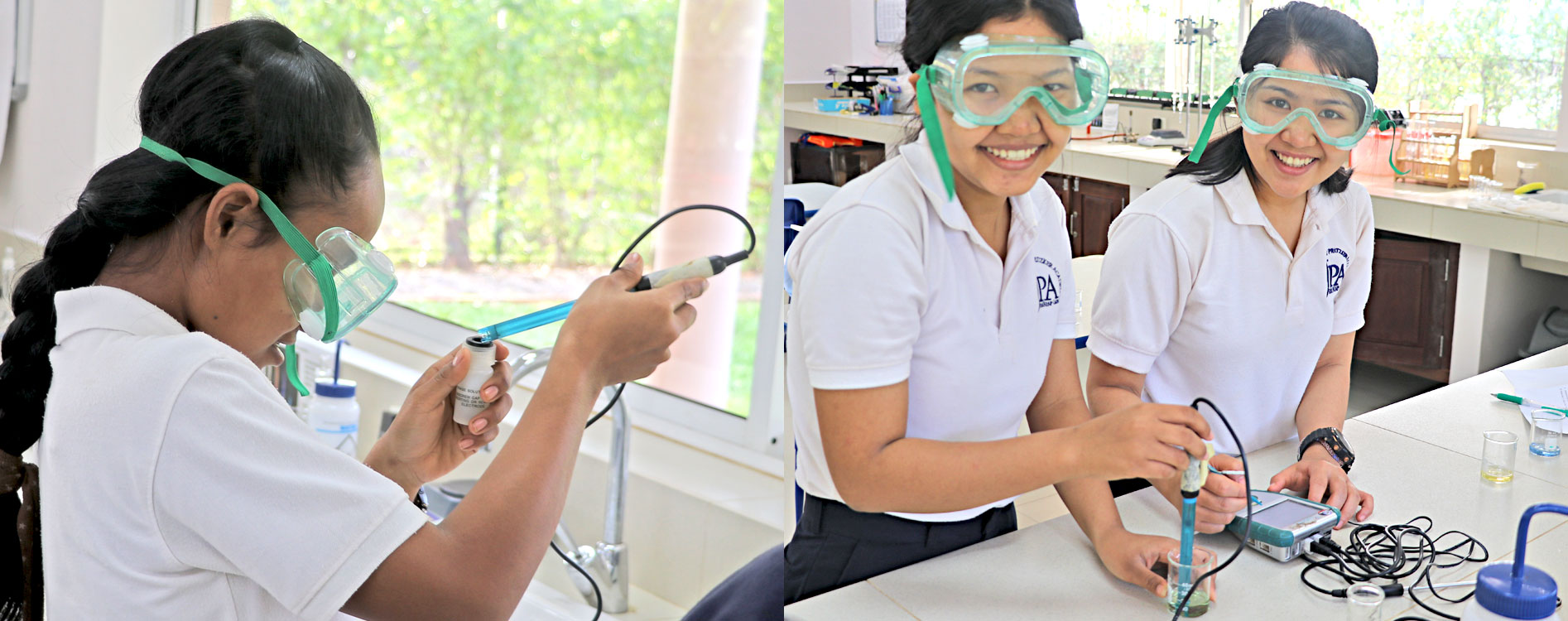 JPA AP Chemistry classes conducting science experiments. Jay Pritzker Academy, Siem Reap, Cambodia. Jay-Pritzker-Academy-Siem-Reap-Cambodia.