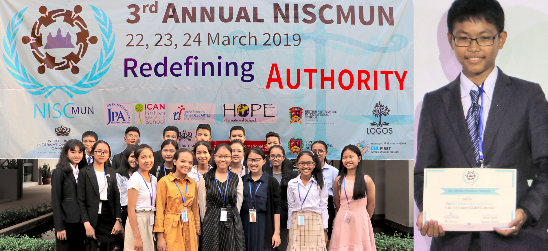 JPA MUN Club attending the Northbridge International School of Cambodia Model United Nations (NISCMUN) conference. Sokh Visal - Best Delegate. Jay Pritzker Academy, Siem Reap, Cambodia. Jay-Pritzker-Academy-Siem-Reap-Cambodia.