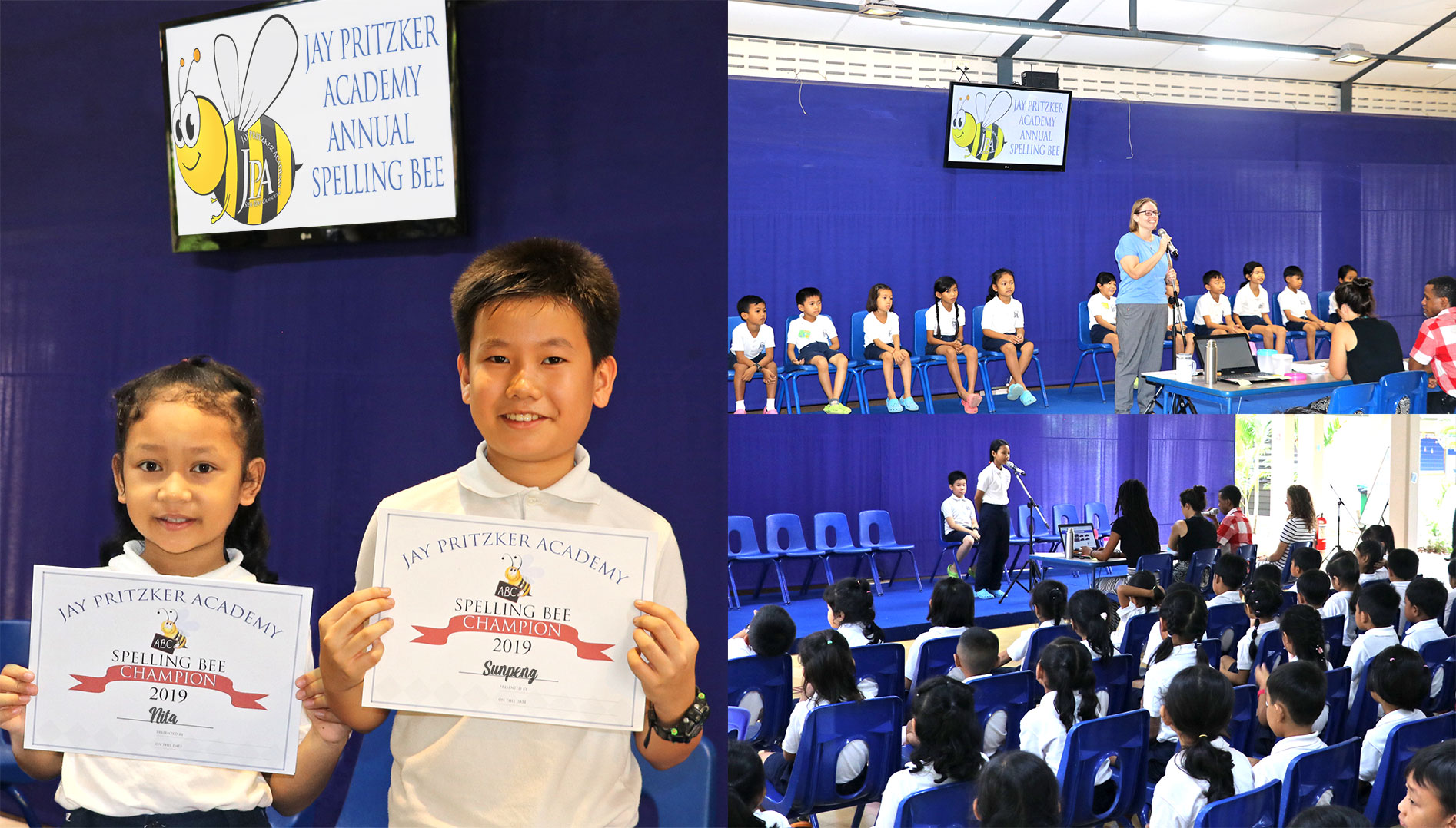 This year’s JPA Spelling Bee winners were Nita ’29 in the lower elementary competition and Sunpeng ’26 in the upper elementary competition. Jay Pritzker Academy, Siem Reap, Cambodia. Jay-Pritzker-Academy-Siem-Reap-Cambodia.