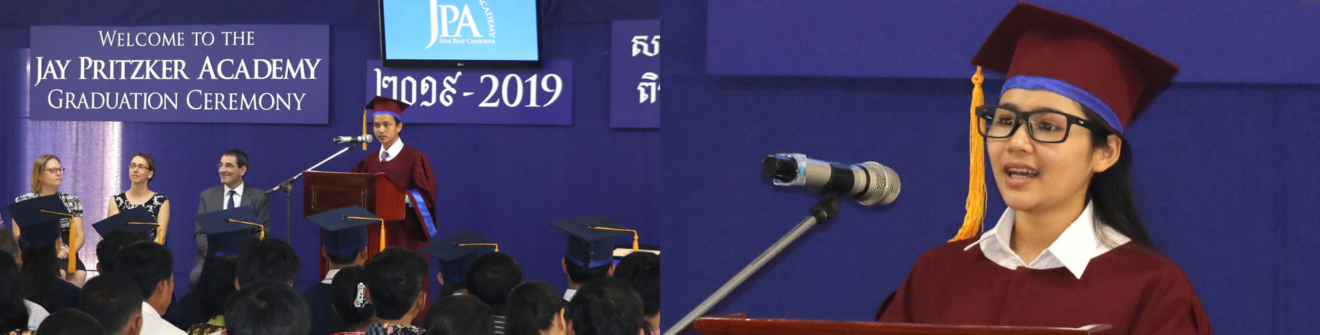 JPA 2019 graduating class valedictorian and salutatorian. Jay Pritzker Academy, Siem Reap, Cambodia. Jay-Pritzker-Academy-Siem-Reap-Cambodia.