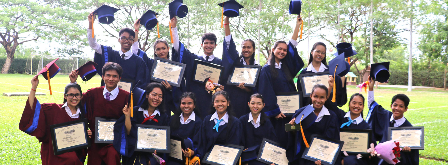 JPA 2019 graduating class celebrate. Jay Pritzker Academy, Siem Reap, Cambodia. Jay-Pritzker-Academy-Siem-Reap-Cambodia.
