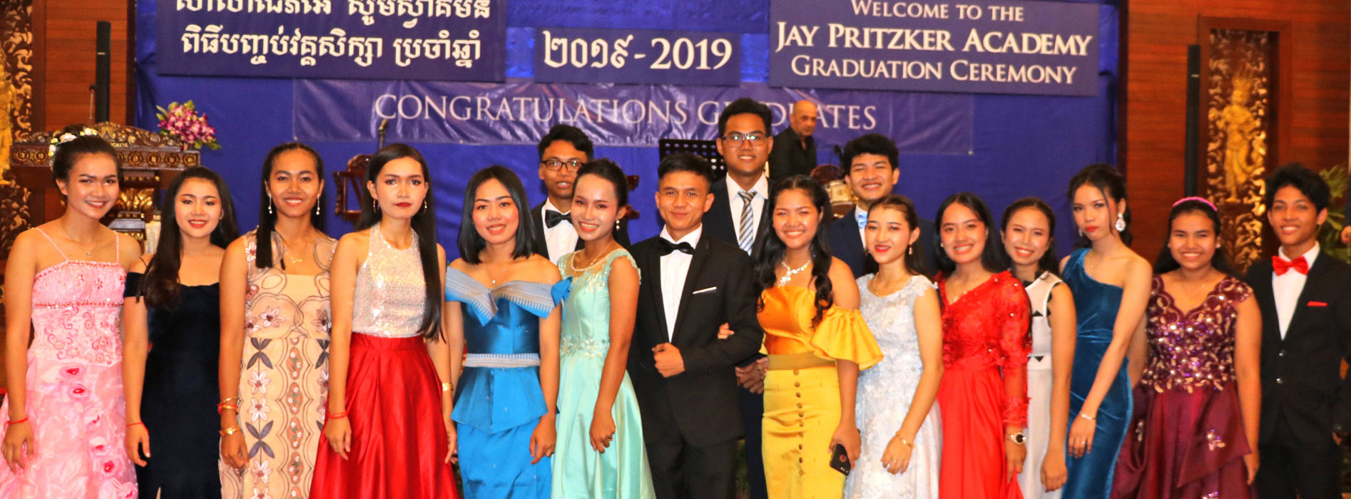 JPA 2019 graduating class dress up to celebrate with a formal prom. Jay Pritzker Academy, Siem Reap, Cambodia. Jay-Pritzker-Academy-Siem-Reap-Cambodia.